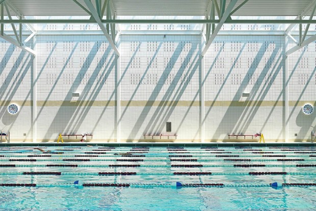 a huge image of the pool at the beede natatorium & fitness center in concord massachusetts designed by omr architects