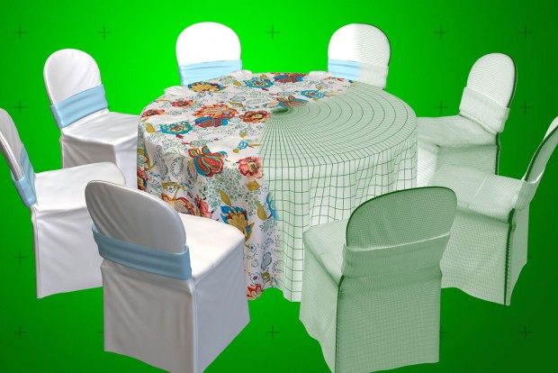 an enlarged view of a bbj linen virtual design center custom designed table rendering half wireframe half rendered