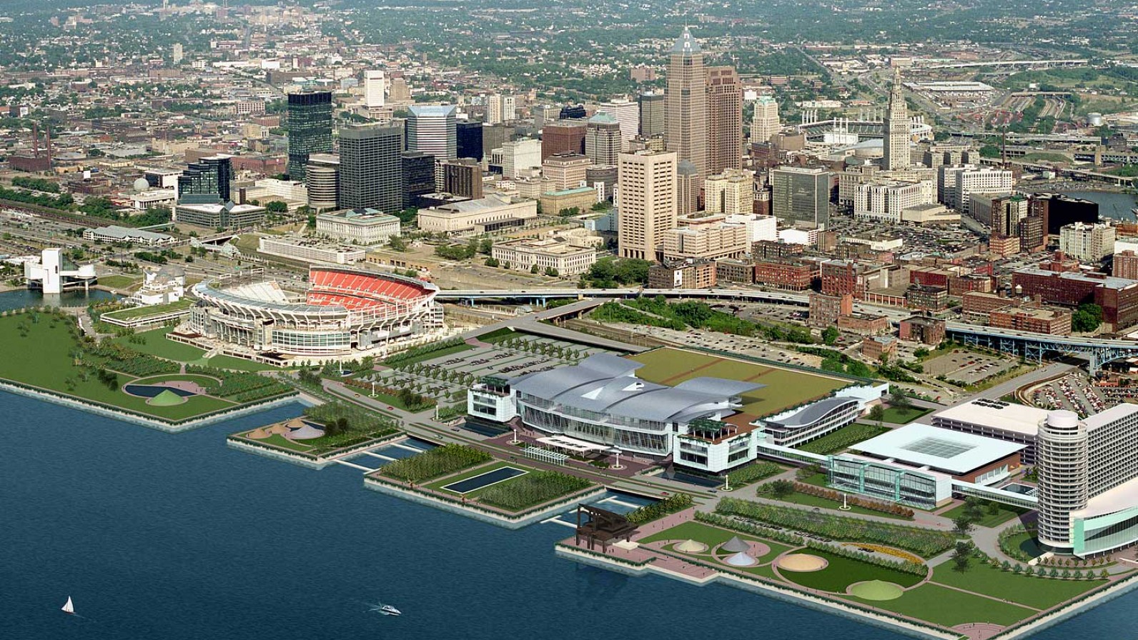 planbdesign.net rendering of an architectural competition entry for the cleveland convention center water front development